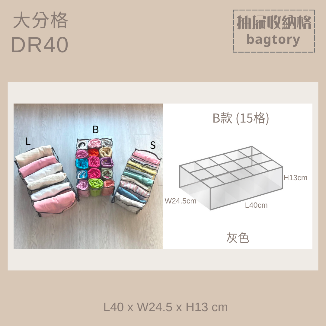 衣物收納格 (大) | DR40 | 衣物收納 抽屜收納 | 1個裝