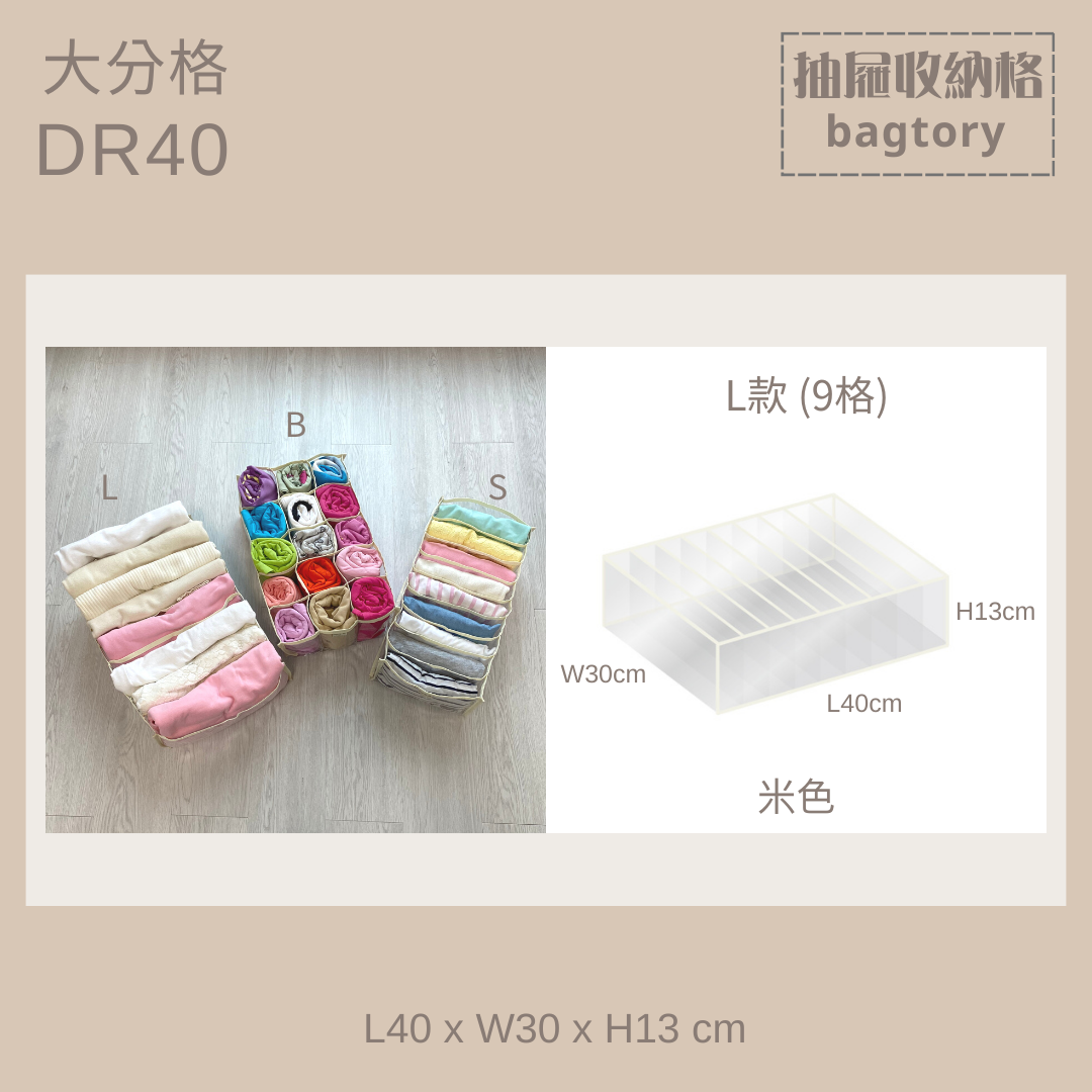 衣物收納格 (大) | DR40 | 衣物收納 抽屜收納 | 1個裝