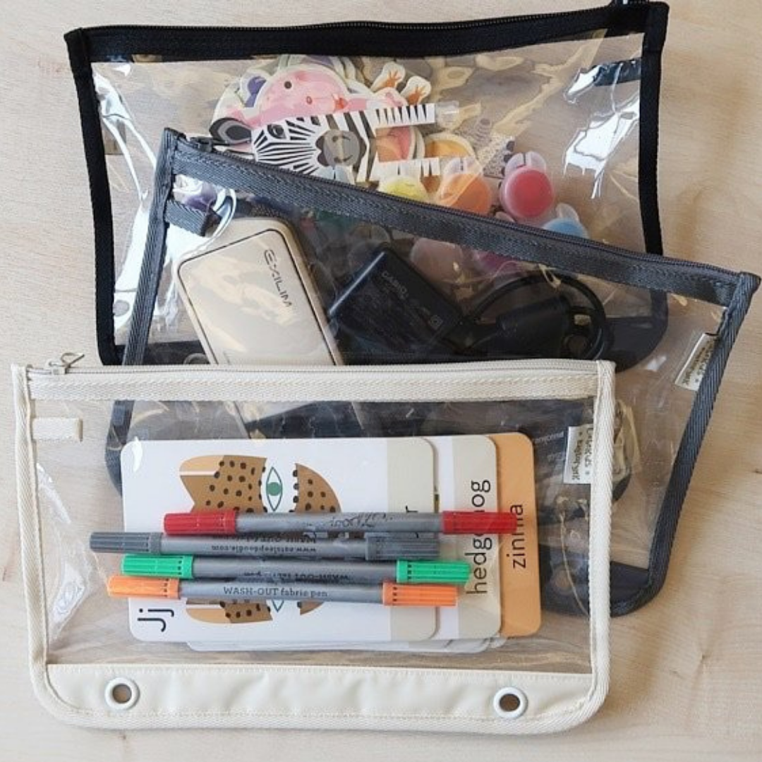 Multi-purpose activity bag, narrow and long, double-sided transparent (AB29) | Transparent & clear HD PVC storage bag