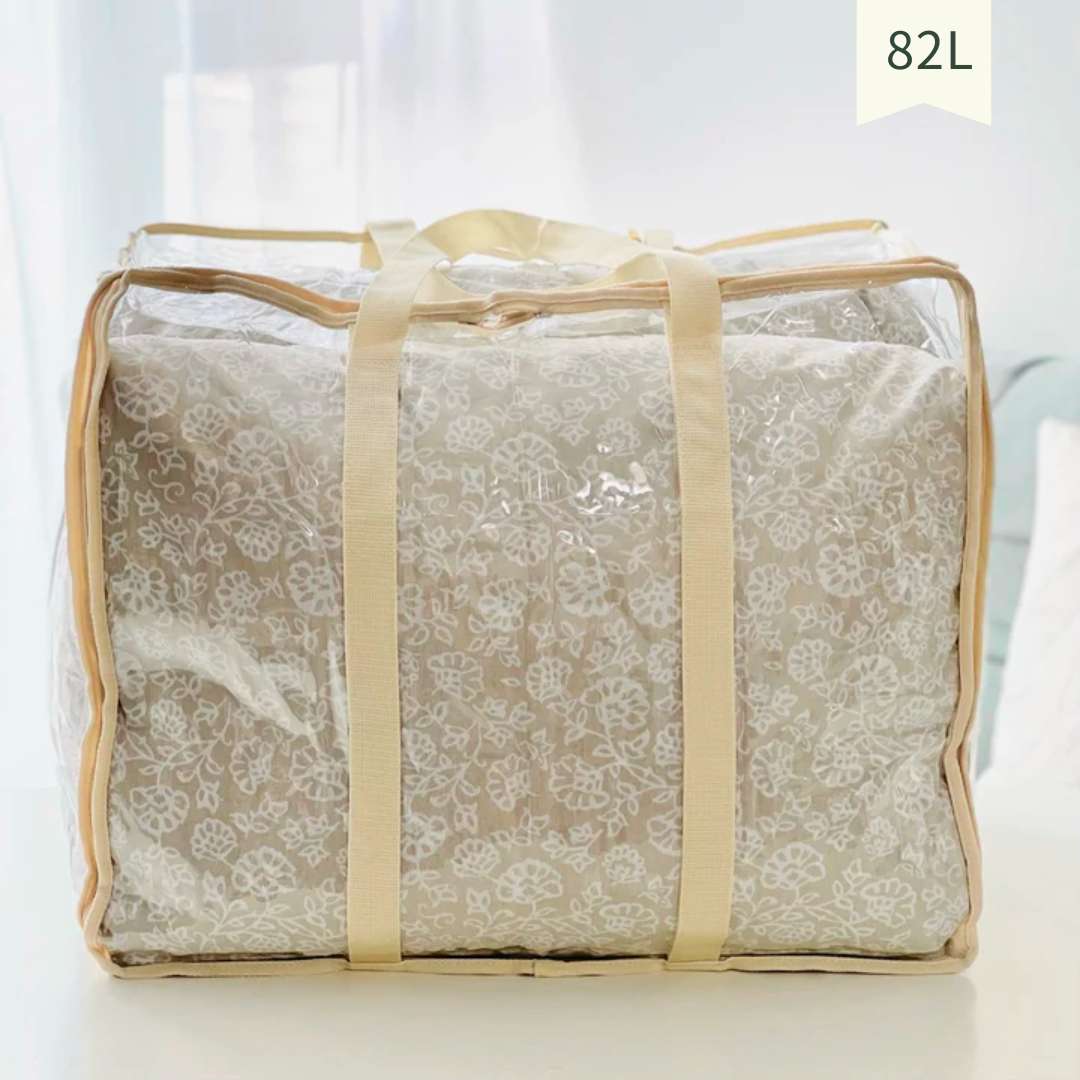 Extra large capacity quilt bag wide opening (82L) | Transparent & clear HD PVC storage bag | Moving home purpose | W Series