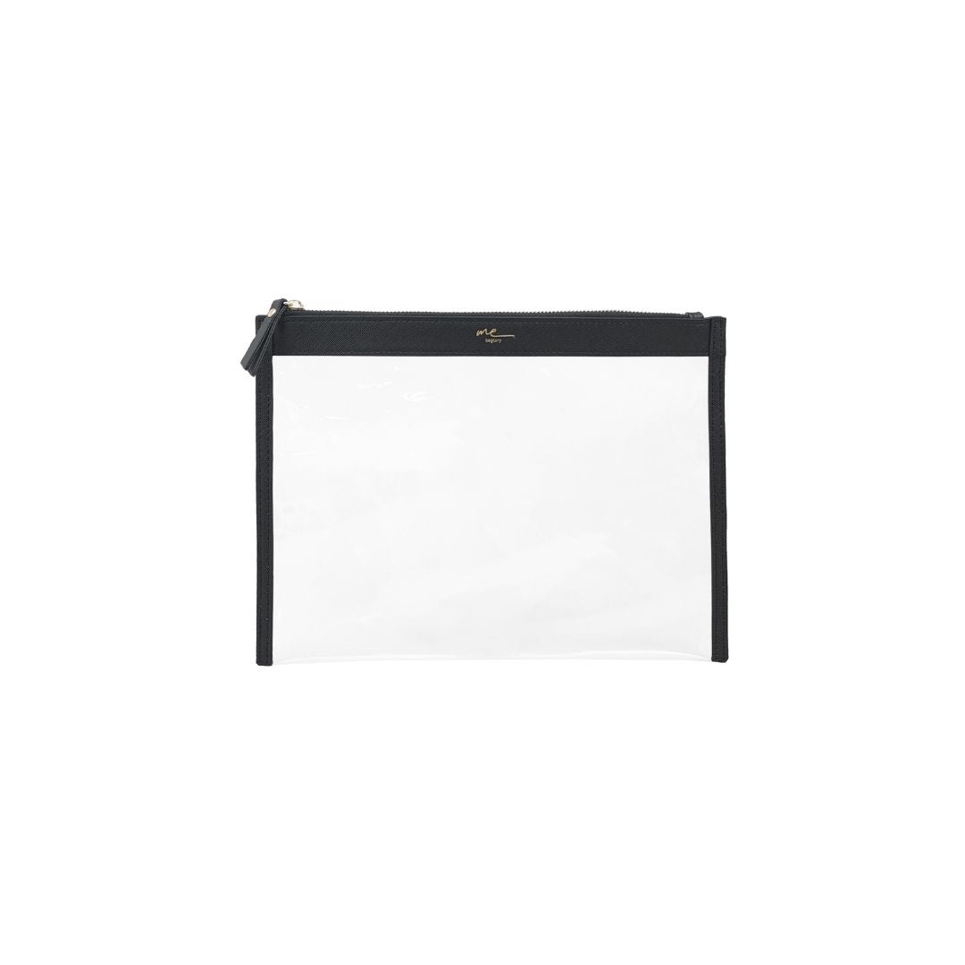 ME Clarity 44cm(長+闊) 扁扁化妝袋 M (亮黑) - L25.5 x W18.5 cm