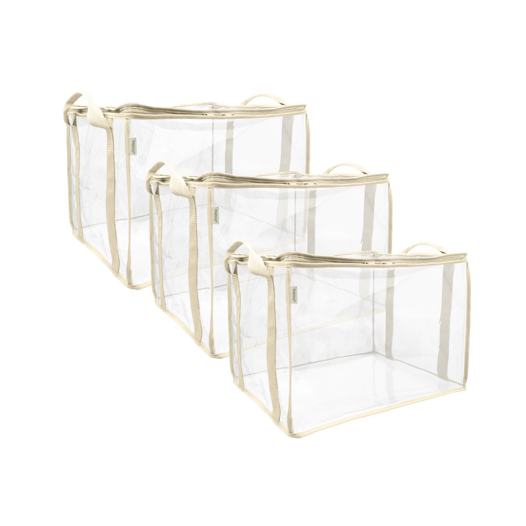 Hello Migo Bundle 30L 3個裝 側挽式 高清儲物袋 (米色) - L36 x W26 x H32 cm