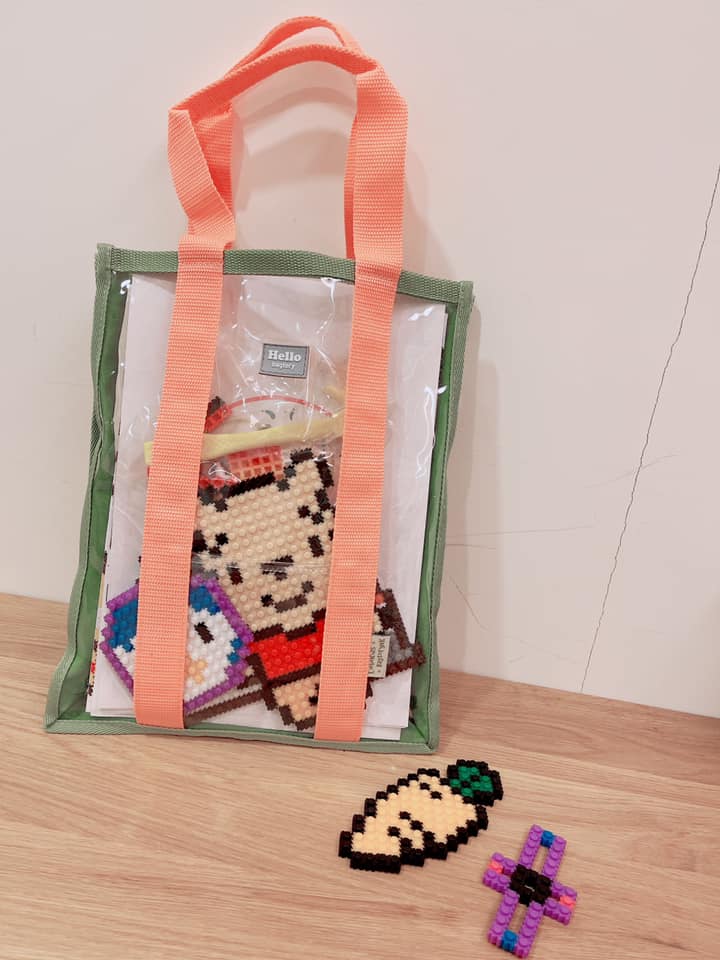 Hello Slimily 手挽功課袋 1個裝 (抹茶x橘橙) - 27L x 3W x 33H cm (反色款隨機出貨)